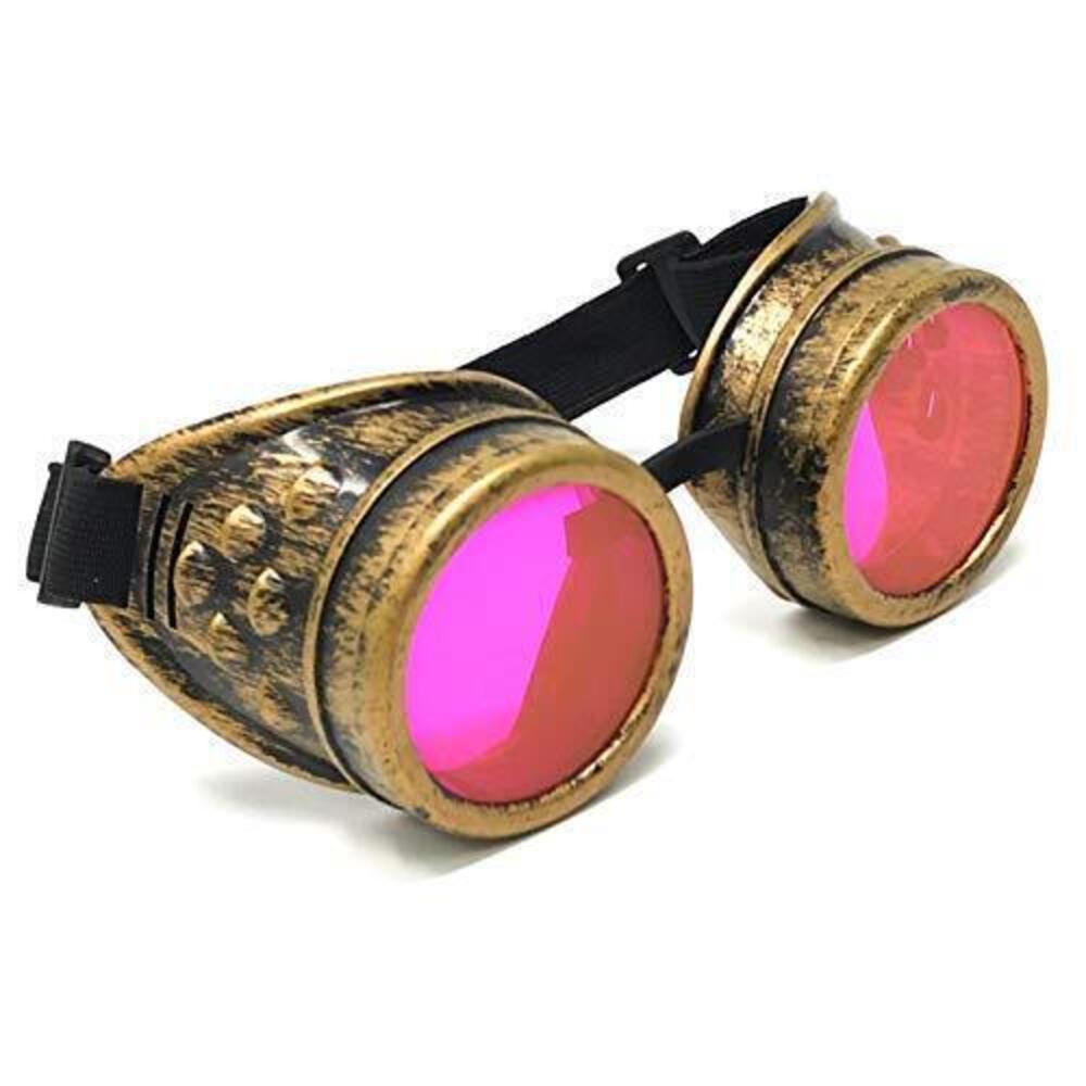 8245 Steampunk Victorian Goggles Rave Glasses in Vintage Gold, Costume